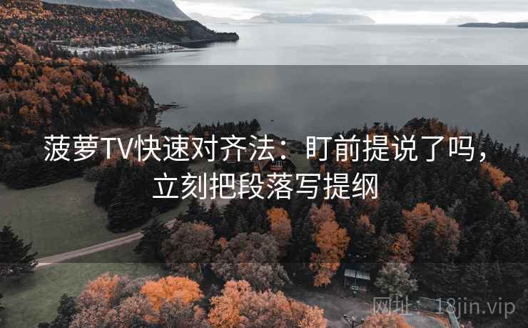 菠萝TV快速对齐法：盯前提说了吗，立刻把段落写提纲  第2张
